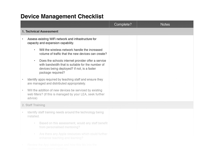 Device Management Checklist
