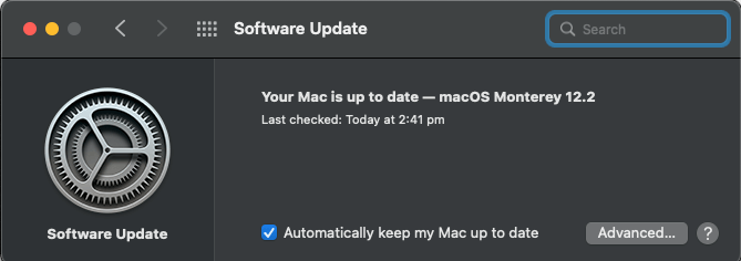 Software Update on macOS Monterey